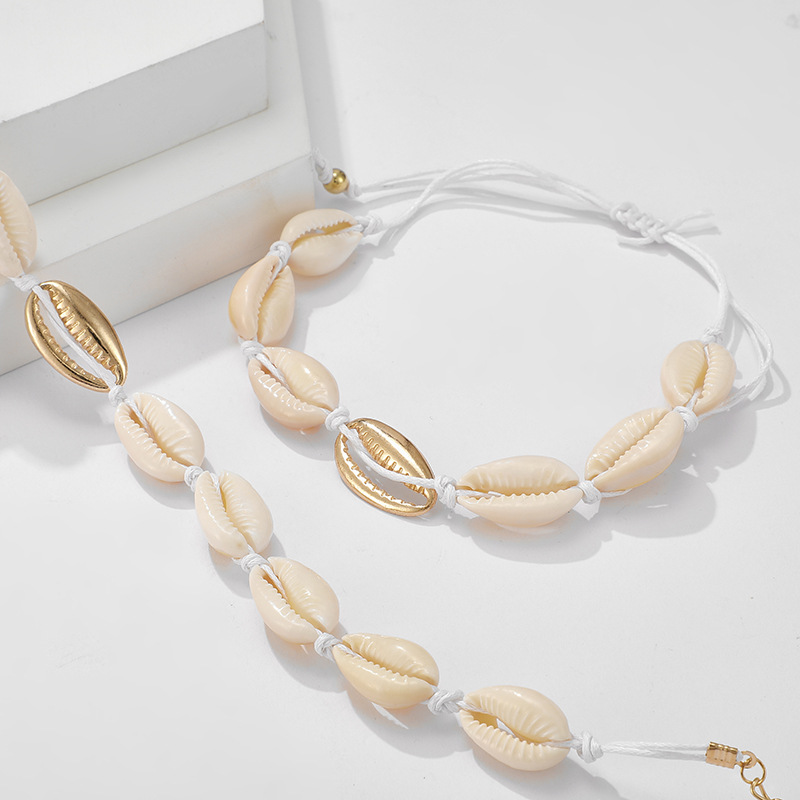 Fashion Hand-woven Shell Stitching Bracelet Necklace Set display picture 8