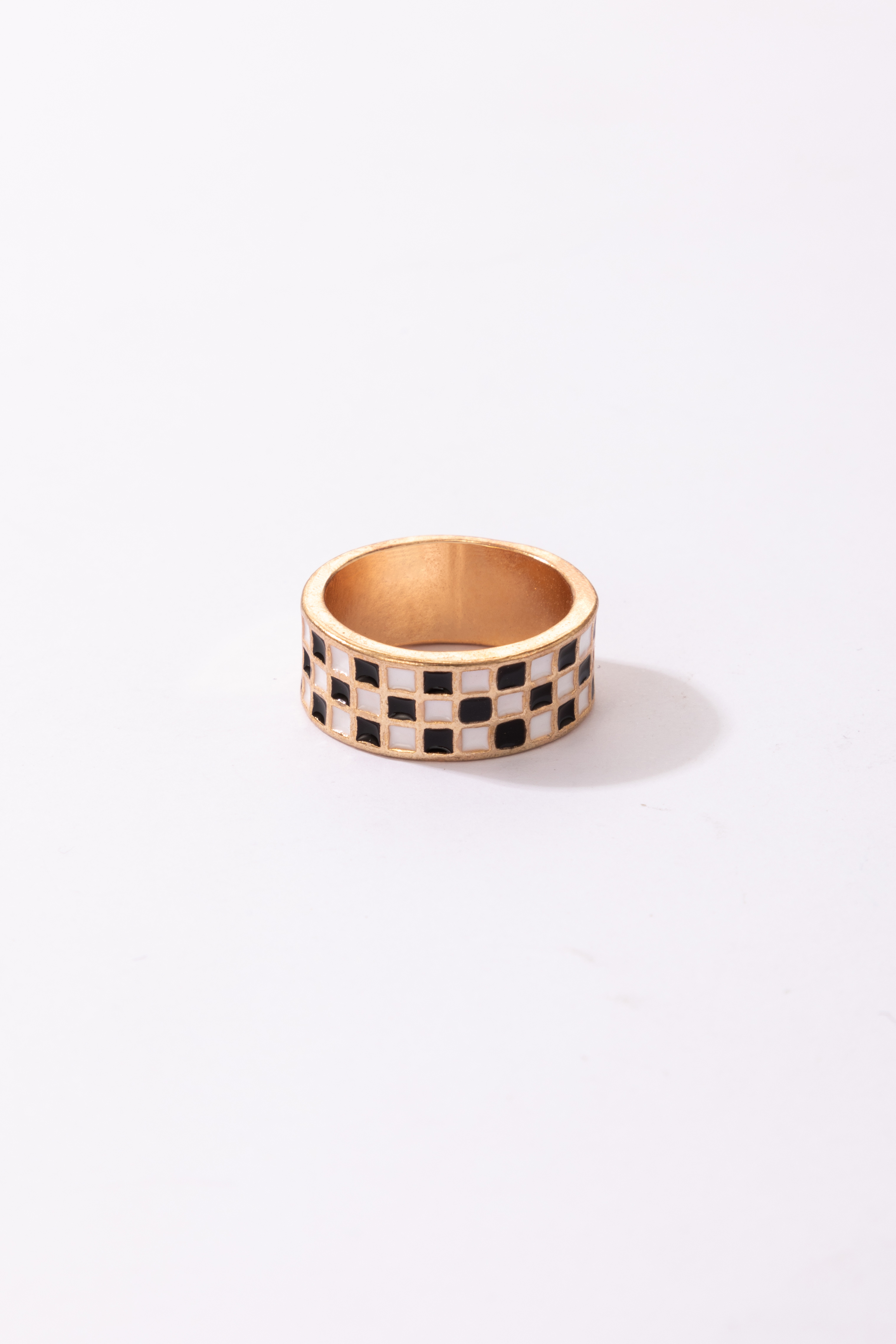 Fashion Black White Checkered Snake-shaped Oil Drop Ring Two-piece Set display picture 11