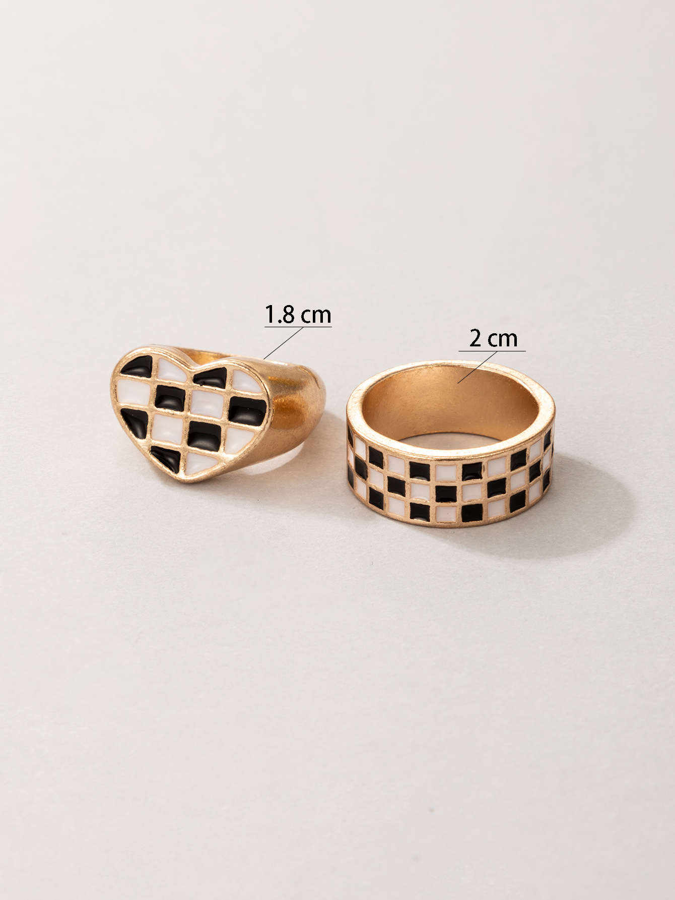 Fashion Black White Checkered Snake-shaped Oil Drop Ring Two-piece Set display picture 15