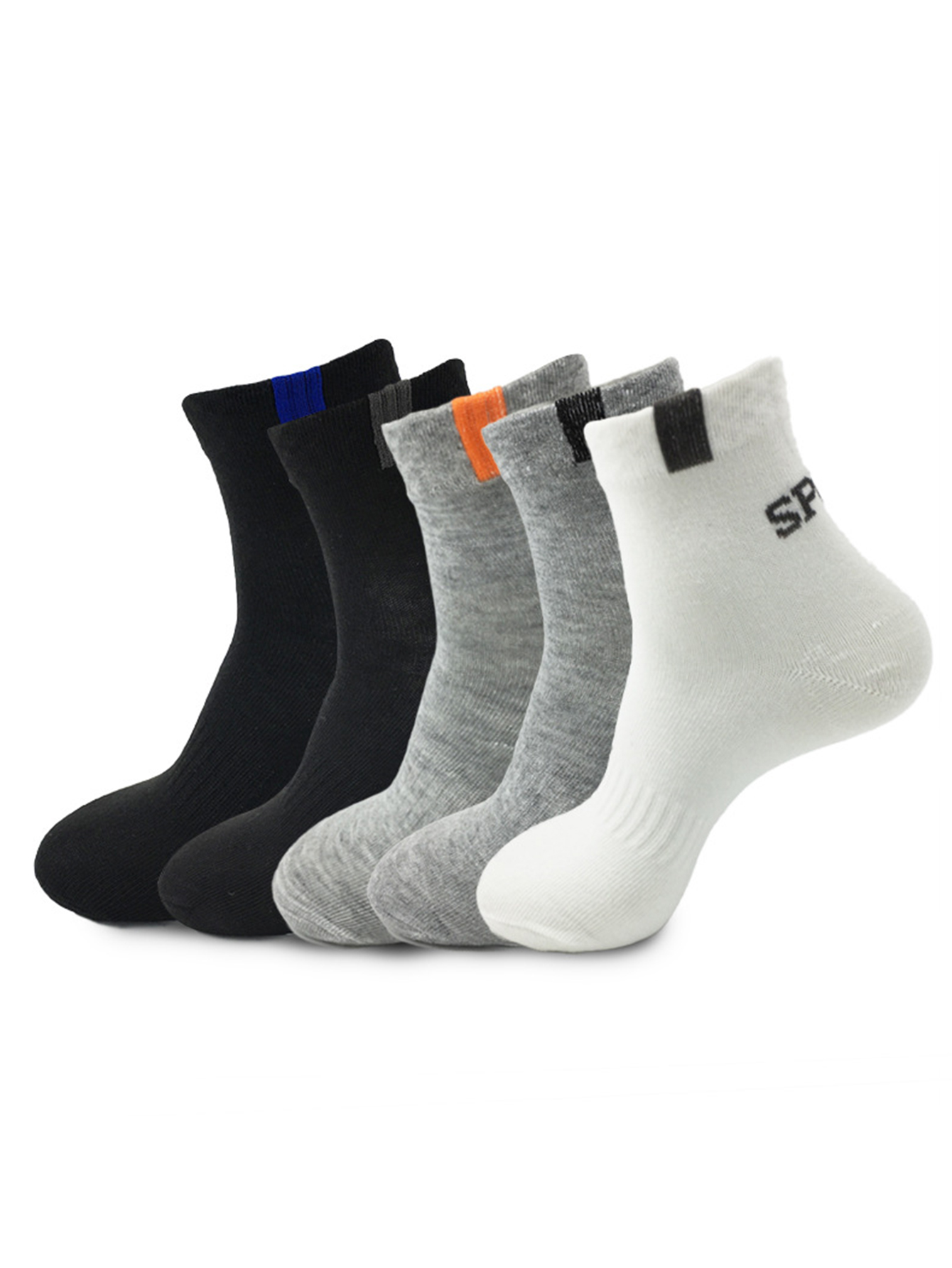 Simple Solid Color Men's Sports Socks 5 Pairs Set display picture 1