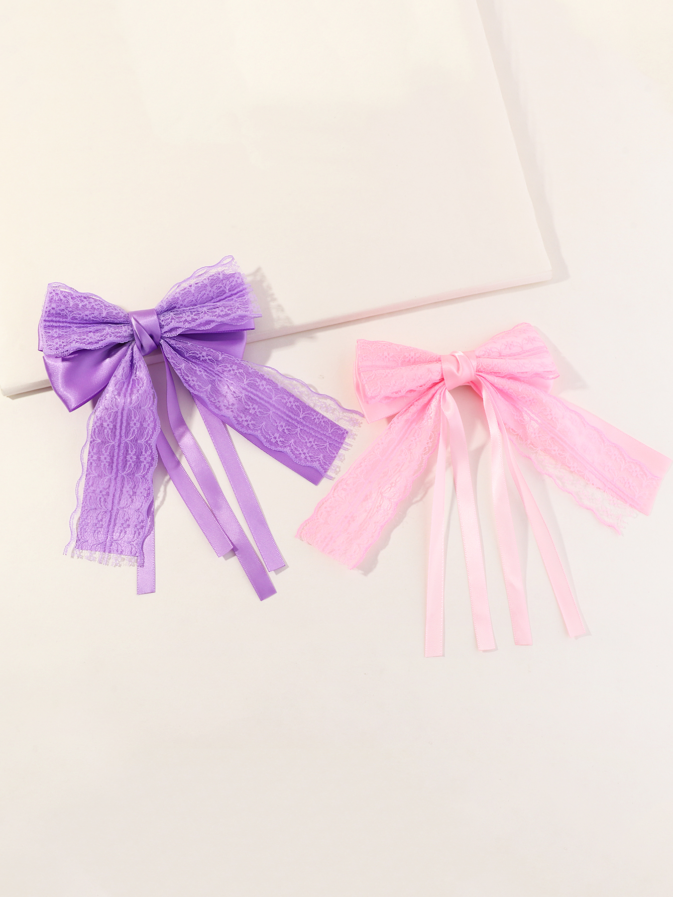 Cute Solid Color Children's Bow Tassel Hair Clip 2 Pieces Set display picture 1