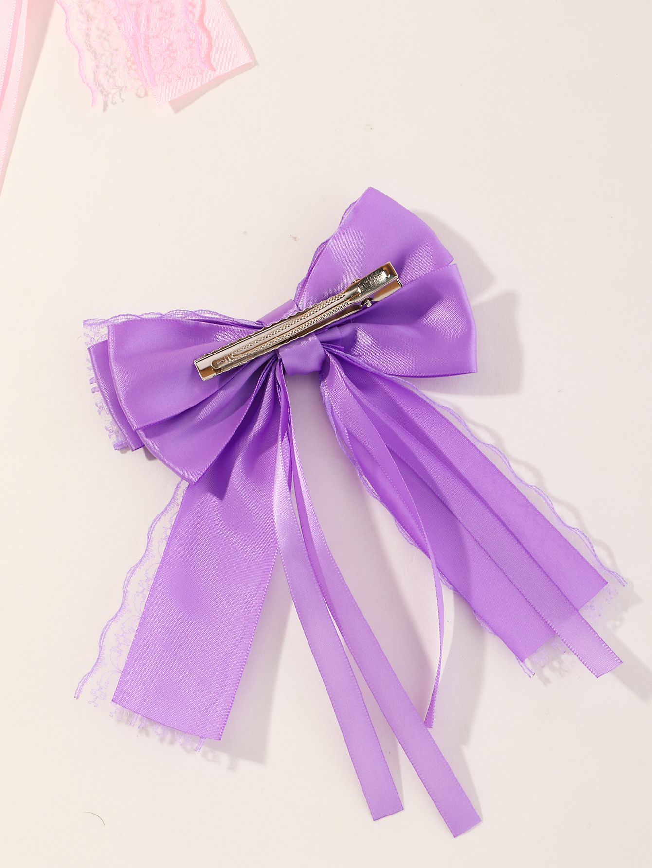 Cute Solid Color Children's Bow Tassel Hair Clip 2 Pieces Set display picture 2