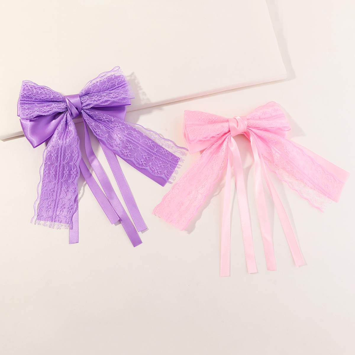 Cute Solid Color Children's Bow Tassel Hair Clip 2 Pieces Set display picture 3