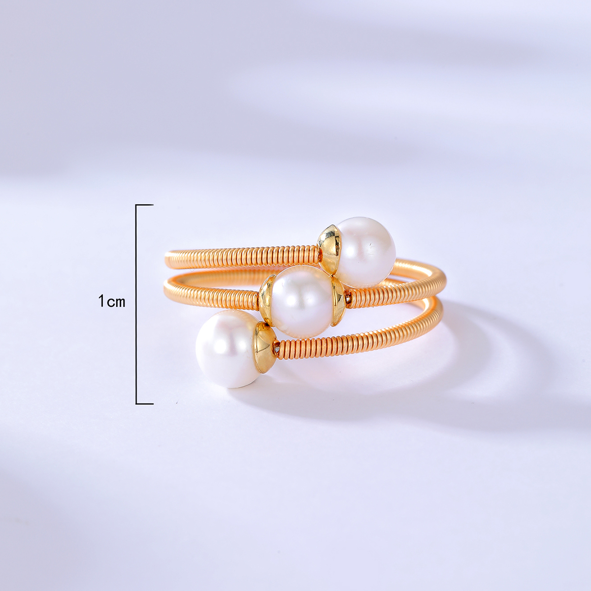 Fashion Handmade Copper Pearl Winding Three-layer Ring display picture 3