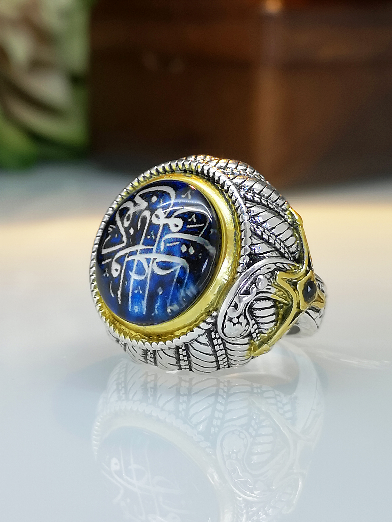 مجوهرات يد عربية جديدة مطلية بالفضة التايلاندية عيار 925 خاتم بلونين display picture 5