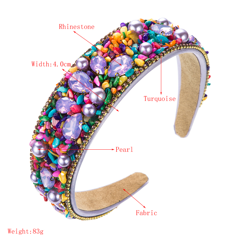 Baroque Style Purple Gemstone Pearl Headband display picture 1