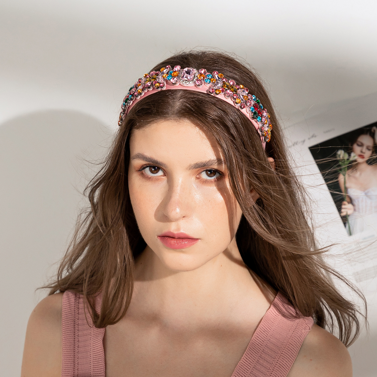 Baroque Style Flower Diamond Colorful Headband display picture 3