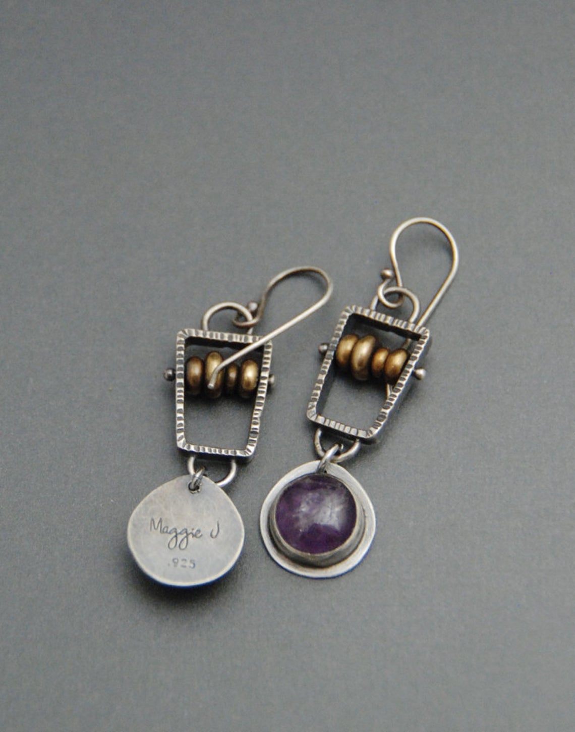 Creative Abacus Beads Natural Stone Amethyst Alloy Earrings display picture 5