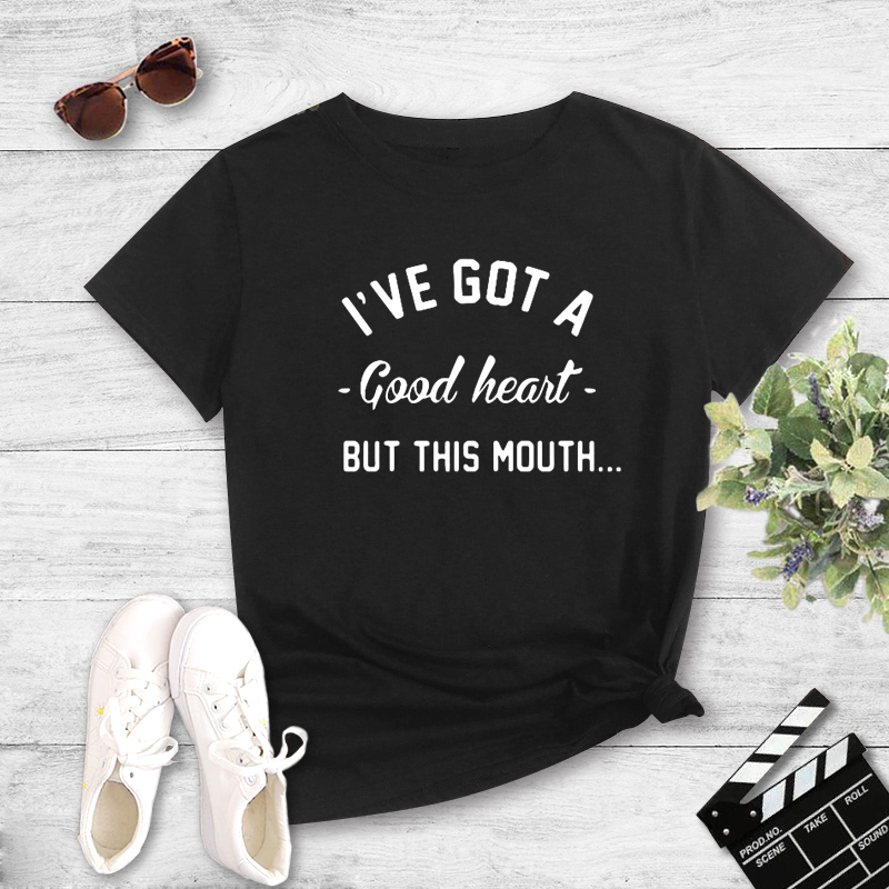 Personality Phrase English Print Casual Short-sleeved T-shirt Women display picture 1