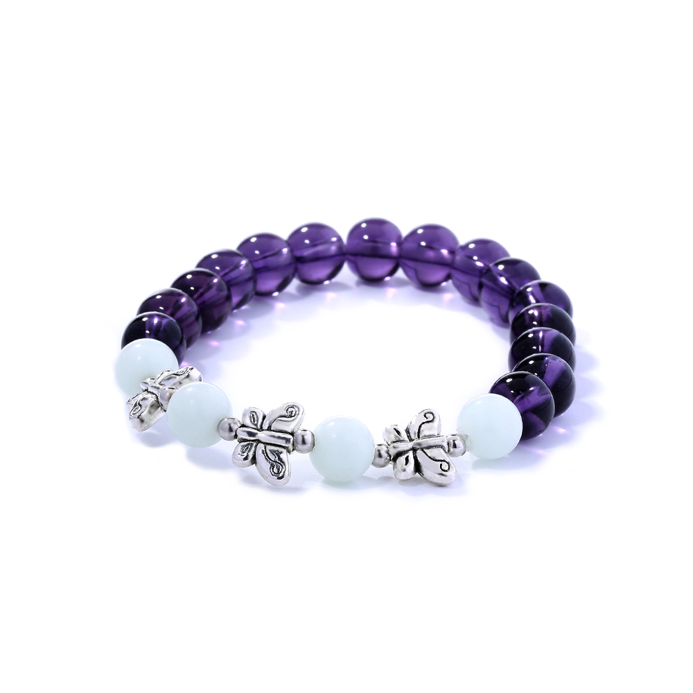 Fashion Simple Butterfly Beaded Purple Glass Beads Sky Blue Luminous Bracelet display picture 5