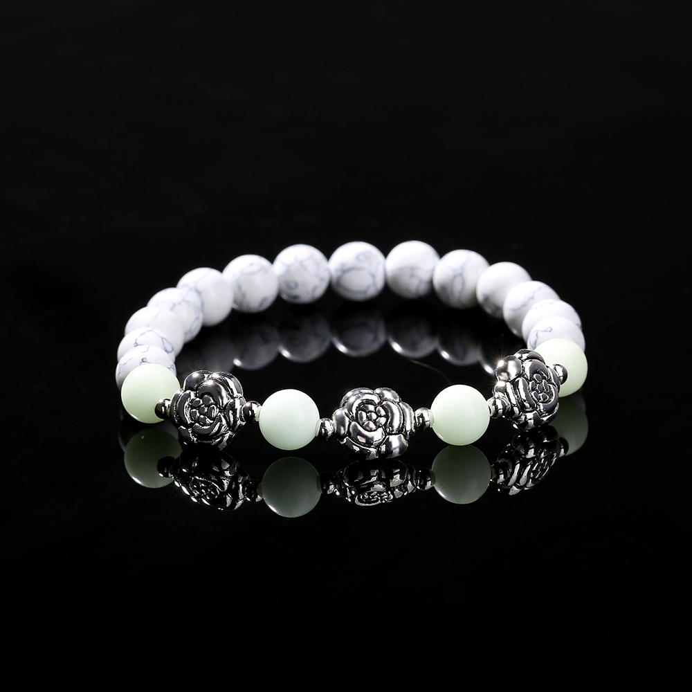 Fashion Jewelry Rose Flower White Turquoise Blue Green Luminous Bead Bracelet display picture 5