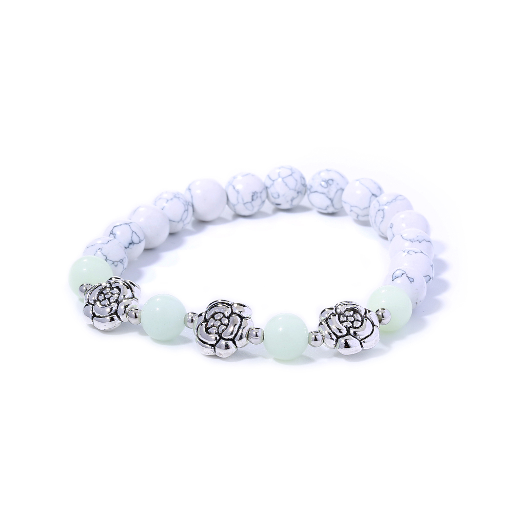 Fashion Jewelry Rose Flower White Turquoise Blue Green Luminous Bead Bracelet display picture 6