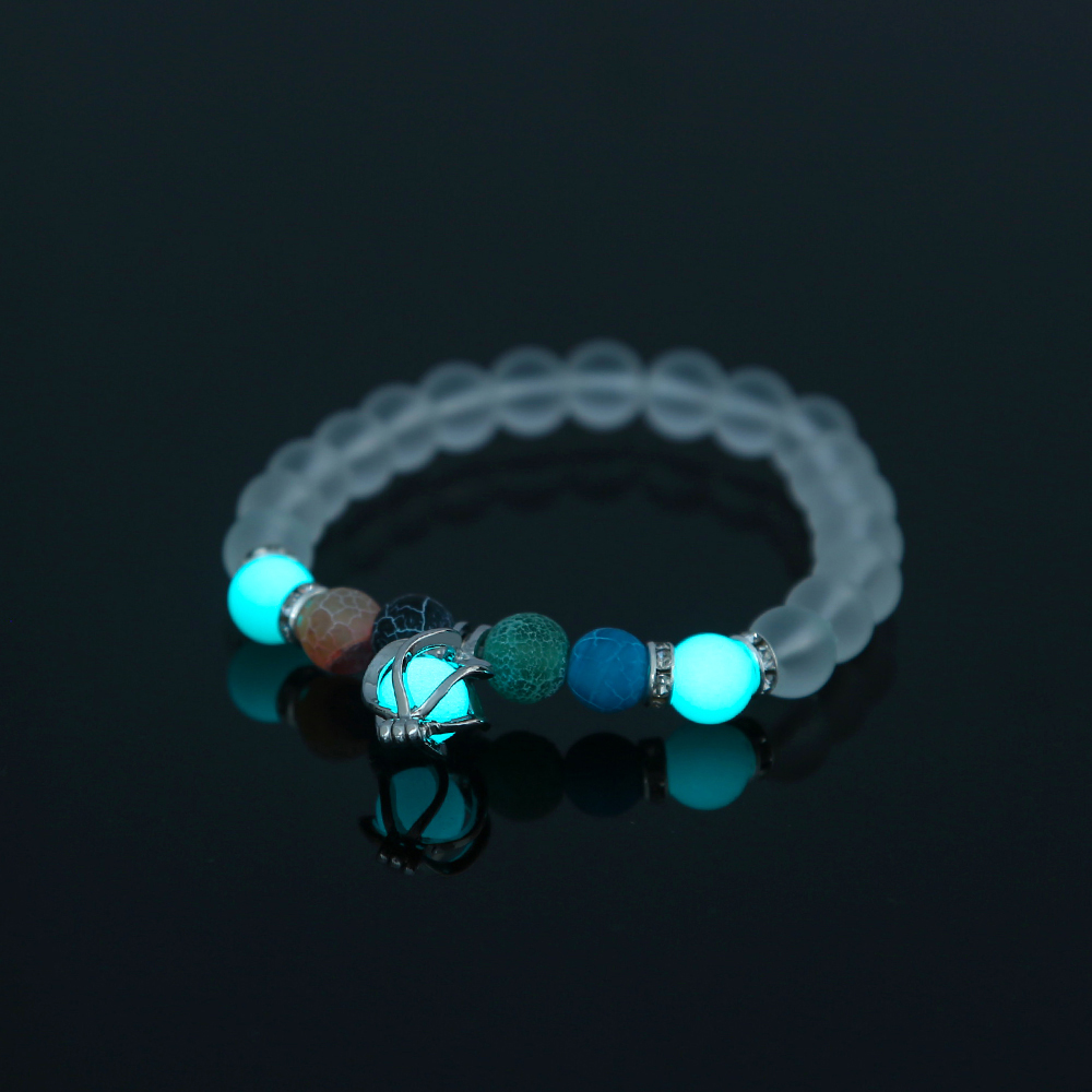Fashion Multicolor Crack Natural Stone Beaded Blue Green Luminous Beads Bracelet display picture 6
