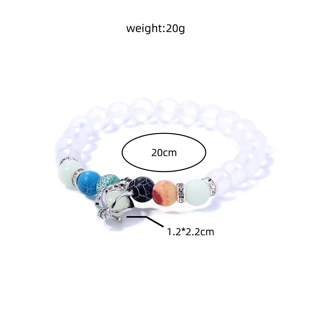 Fashion Multicolor Crack Natural Stone Beaded Blue Green Luminous Beads Bracelet display picture 7