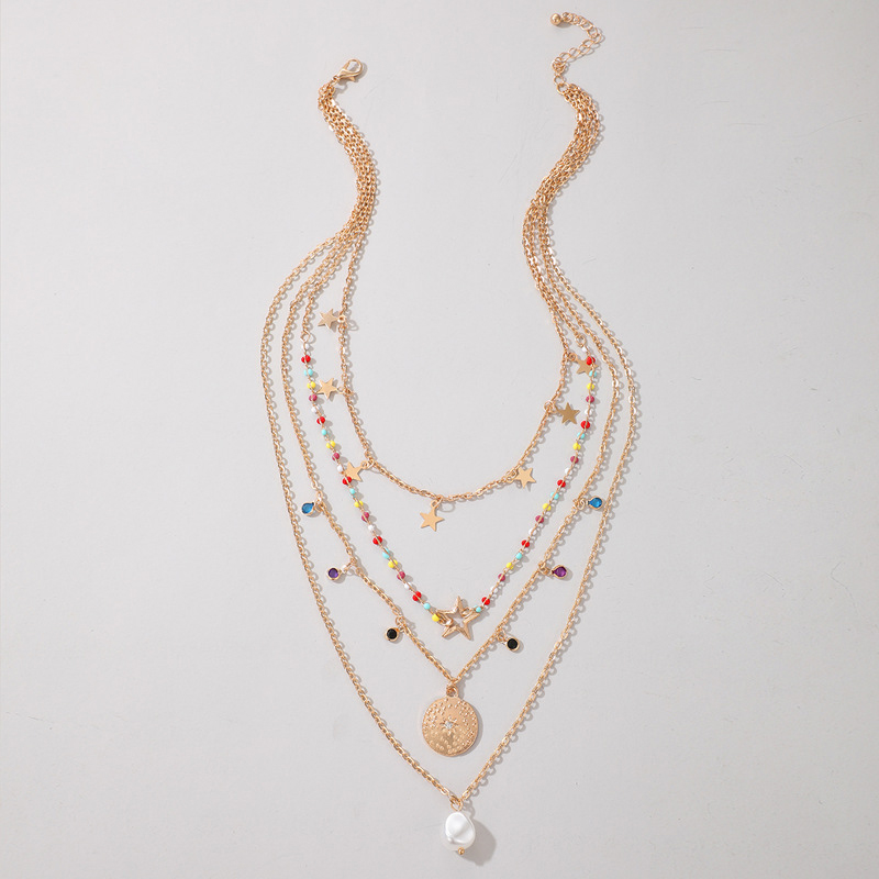 Boho Moon Star Pendant Multilayer Necklace Set display picture 8