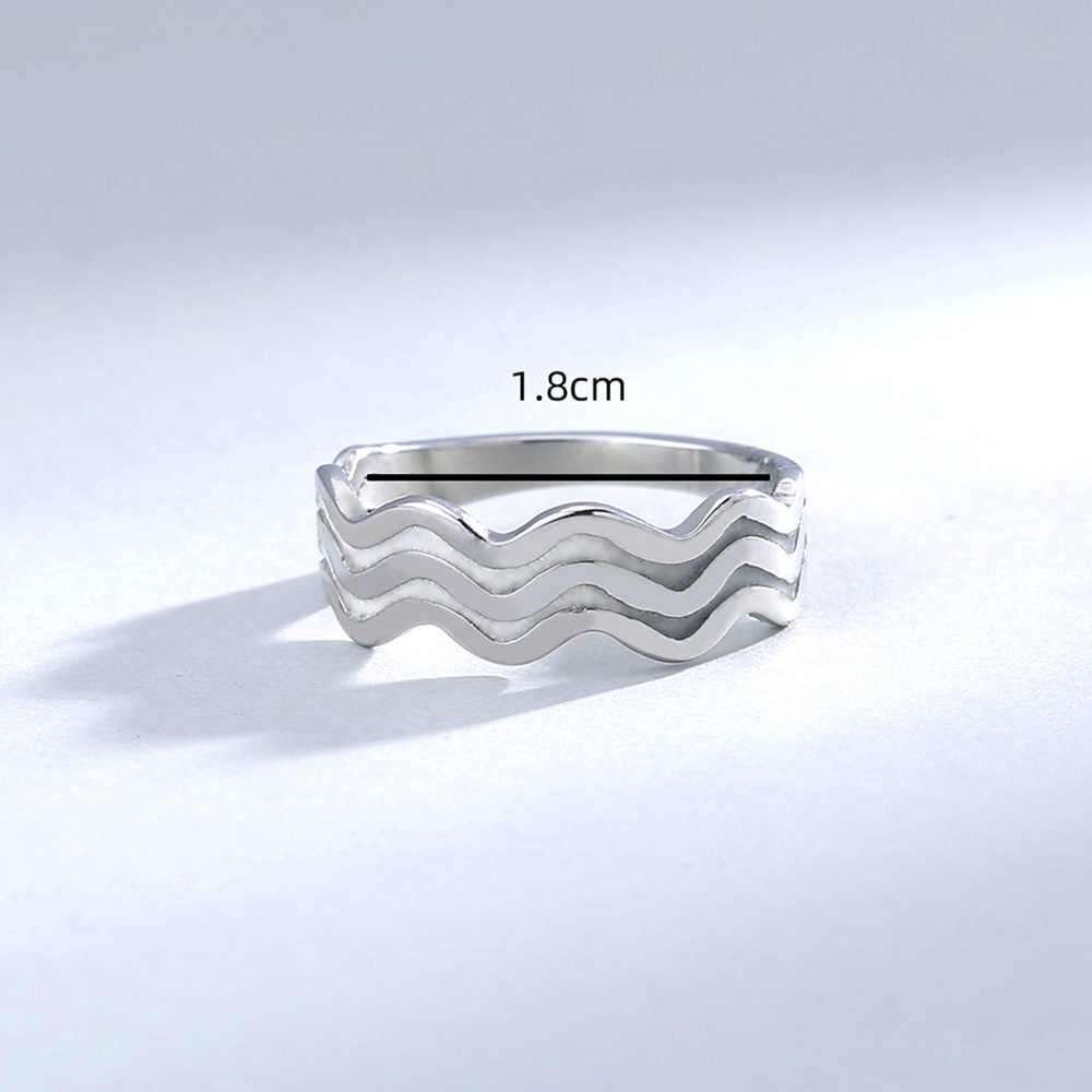 New Fashion Sky Blue Luminous Wave Shape Stainless Steel Ring display picture 5
