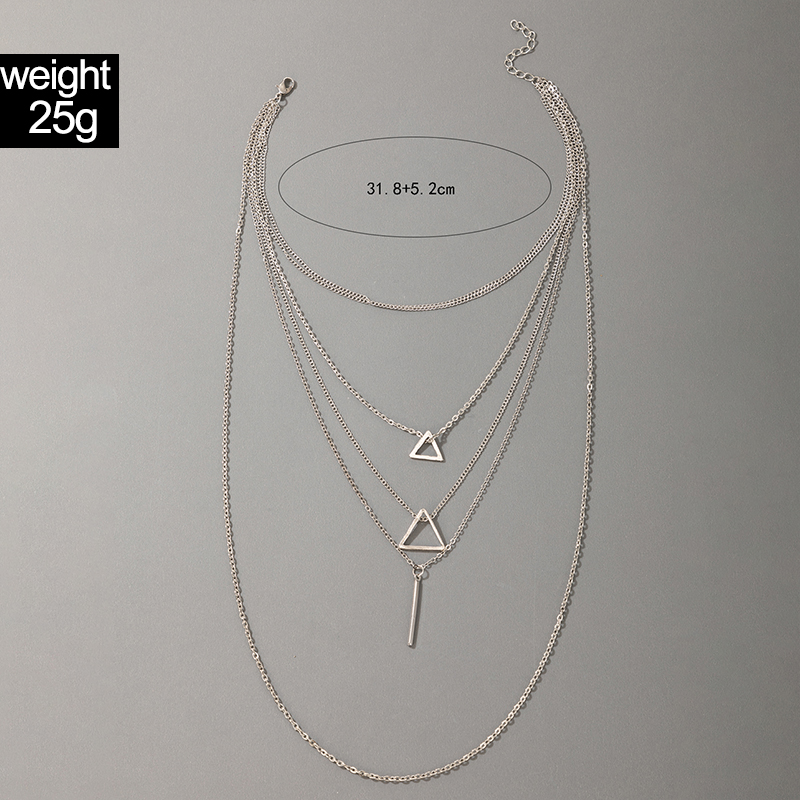 Retro Simple Geometric Hollow Triangle Multi-layer Alloy Necklace display picture 1