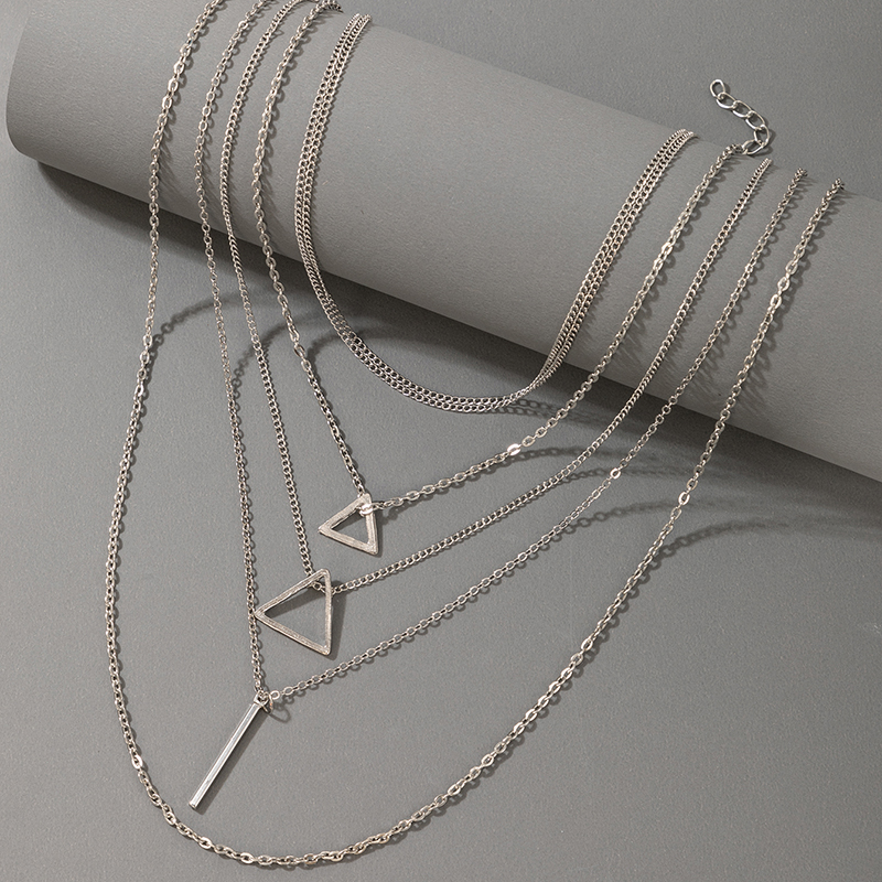 Retro Simple Geometric Hollow Triangle Multi-layer Alloy Necklace display picture 7