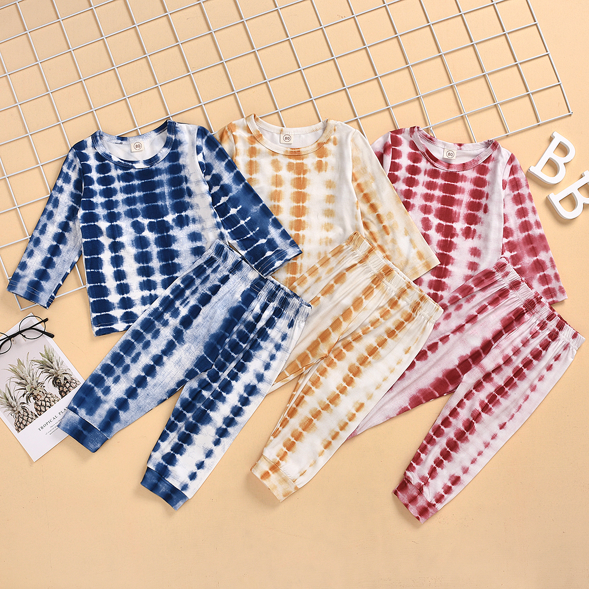 Spring And Autumn New Baby Clothing Tie-dye Multicolor Suit display picture 5