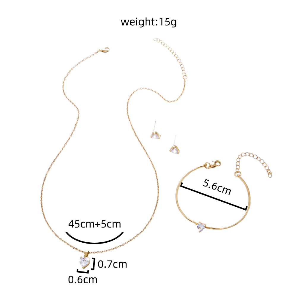 الأزياء والمجوهرات الشعبية على شكل قلب قلادة عنصر قلادة الزركون زوج من الأقراط زوج من الأساور مجموعة 4 قطع display picture 1