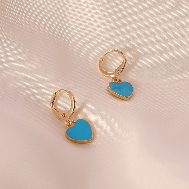 Fashion Multicolor Oil Drop Heart Women's Fashion Alloy Earrings display picture 1