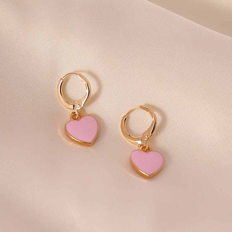 Fashion Multicolor Oil Drop Heart Women's Fashion Alloy Earrings display picture 2