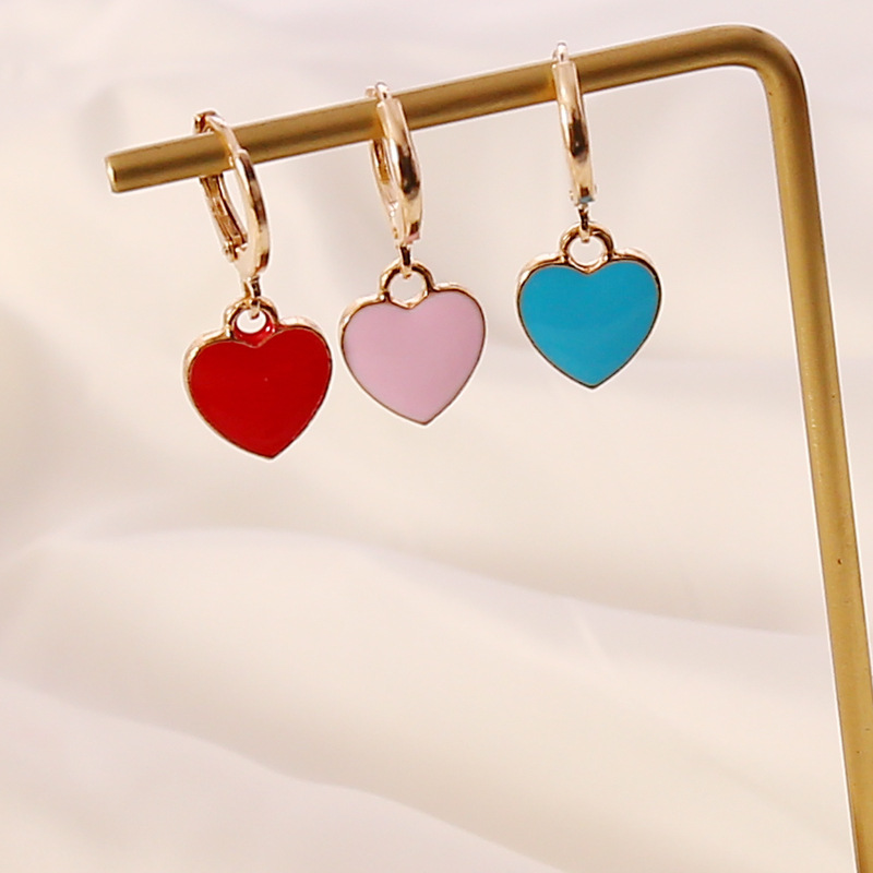 Fashion Multicolor Oil Drop Heart Women's Fashion Alloy Earrings display picture 4
