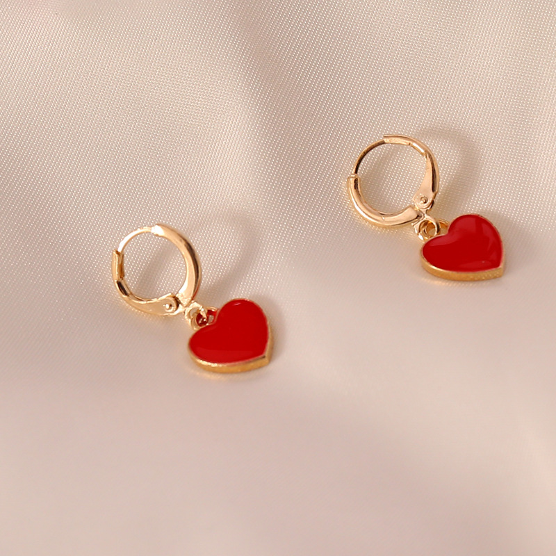 Fashion Multicolor Oil Drop Heart Women's Fashion Alloy Earrings display picture 5