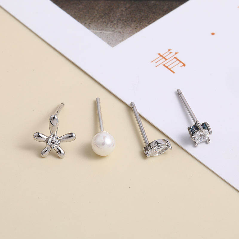 Simple Classic 925 Silver Pearl Zircon Stud Earrings display picture 4