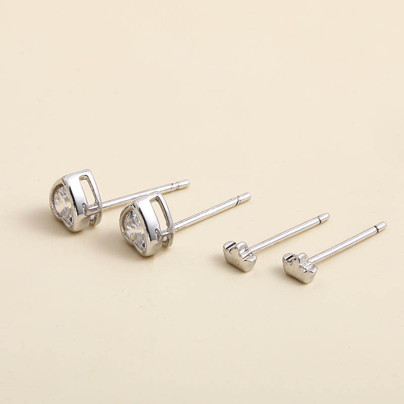 Simple Classic 925 Corona Corazón Stud Pendientes display picture 5