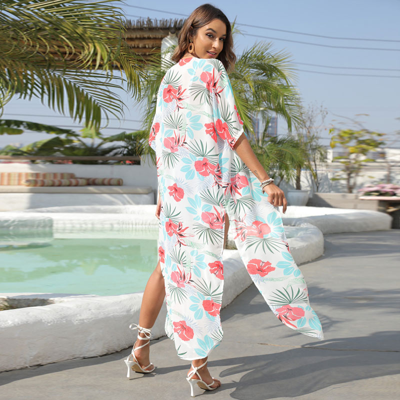 2022 Summer New Printing Large Size Sunscreen Long Chiffon Cardigan Blouse display picture 10