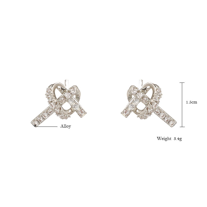2022 New Cross Knotted Rhinestone Stud Earrings display picture 1