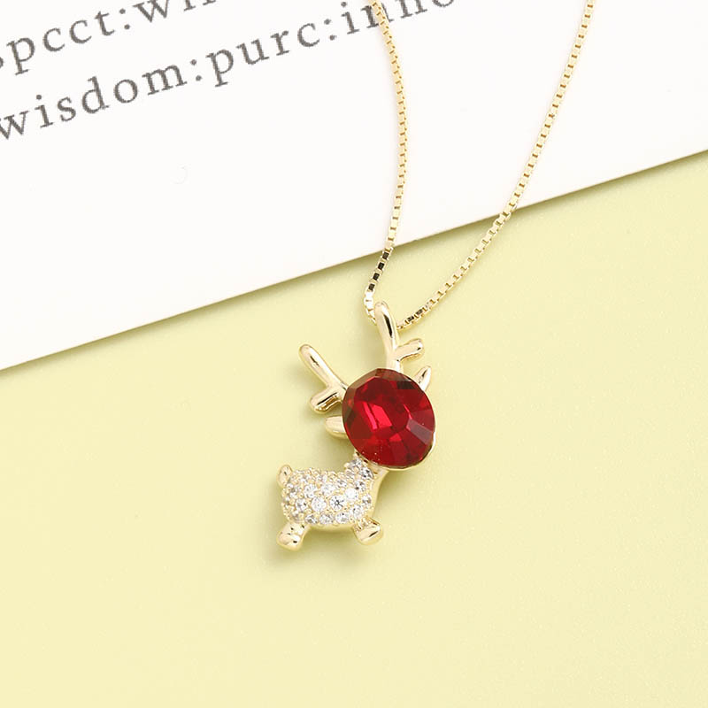 Light Luxury Simple Sika Deer 925 Sterling Silver Necklace display picture 2