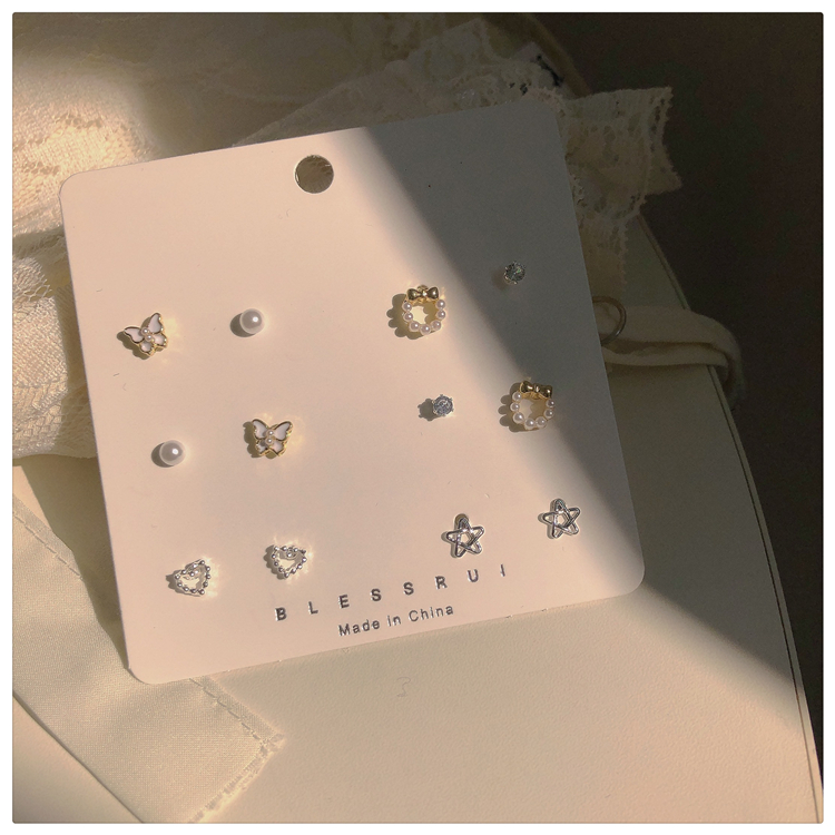 Nuevo Conjunto De Pendientes De Perla Con Lazo Corazón Estrella display picture 8