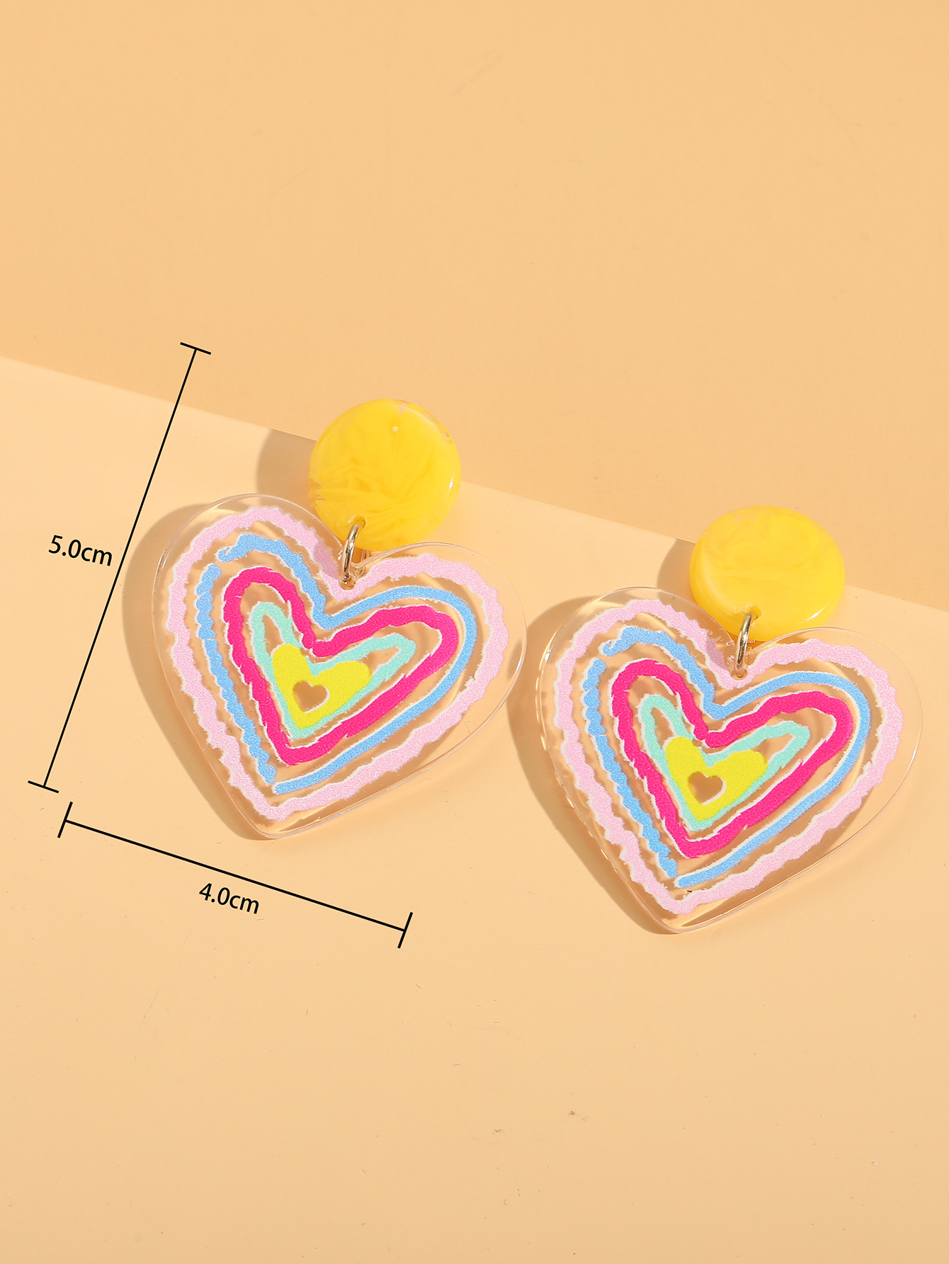 Fashion Heart-shaped Color Matching Earrings display picture 6