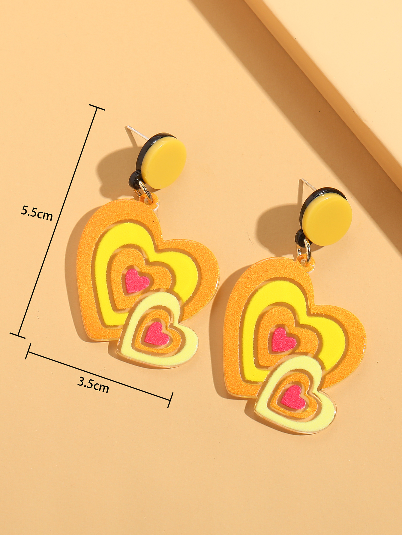 Fashion Heart-shaped Color Matching Earrings display picture 7