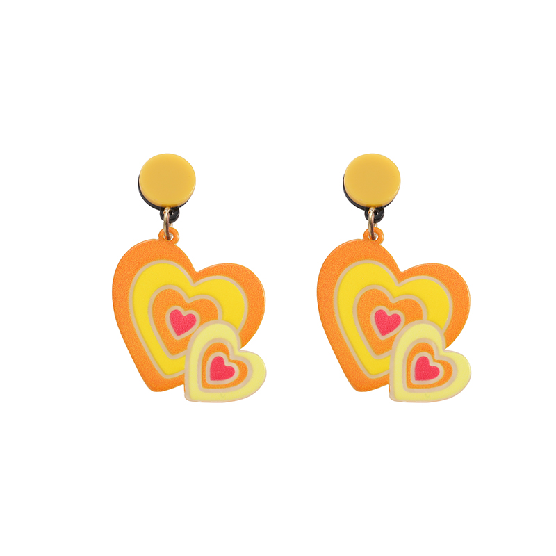 Fashion Heart-shaped Color Matching Earrings display picture 11