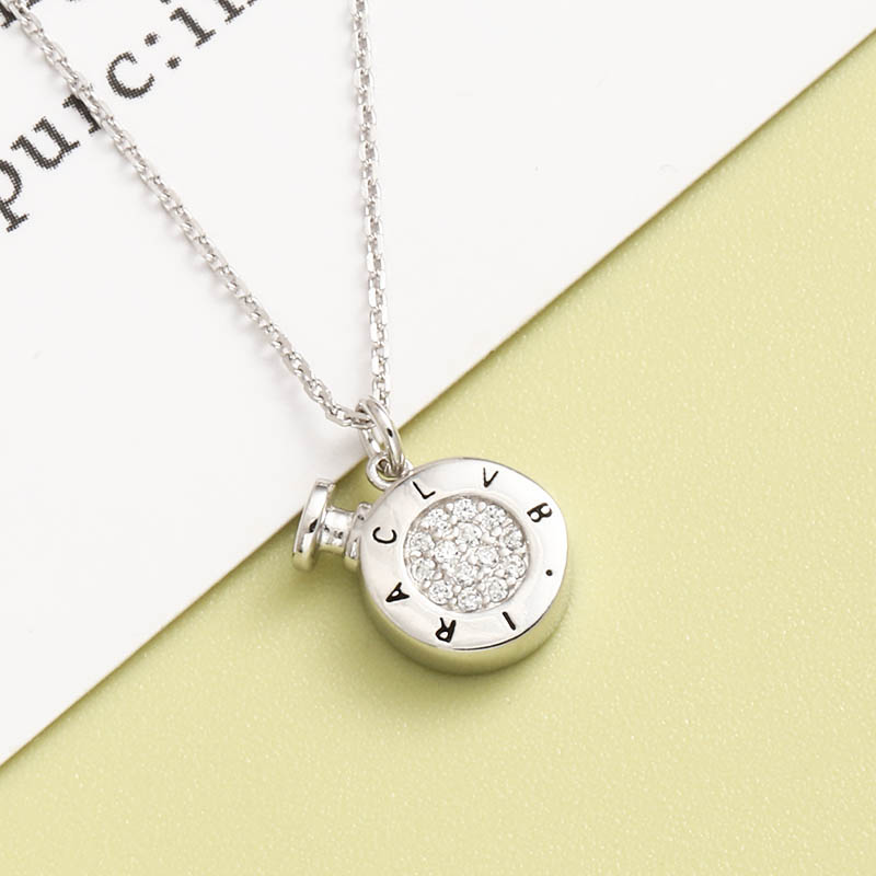 Simple And Classic Zirconium Perfume Bottle S925 Sterling Silver Necklace display picture 2