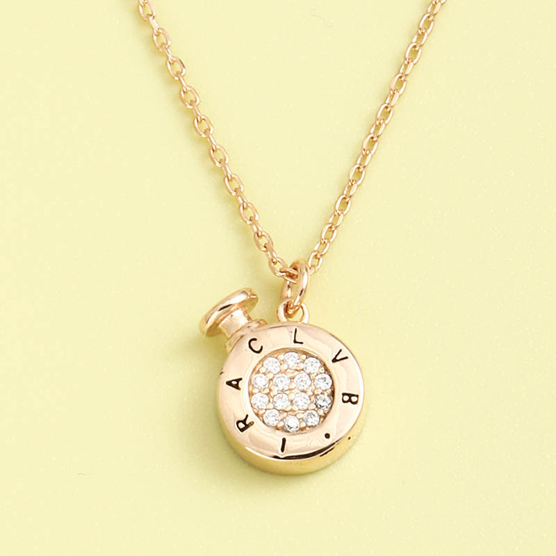 Simple And Classic Zirconium Perfume Bottle S925 Sterling Silver Necklace display picture 3