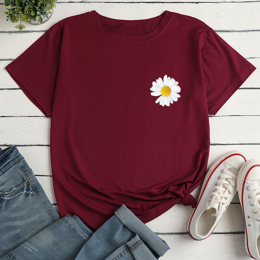 Camiseta Informal Holgada Con Estampado De Crisantemos Pequeños display picture 4