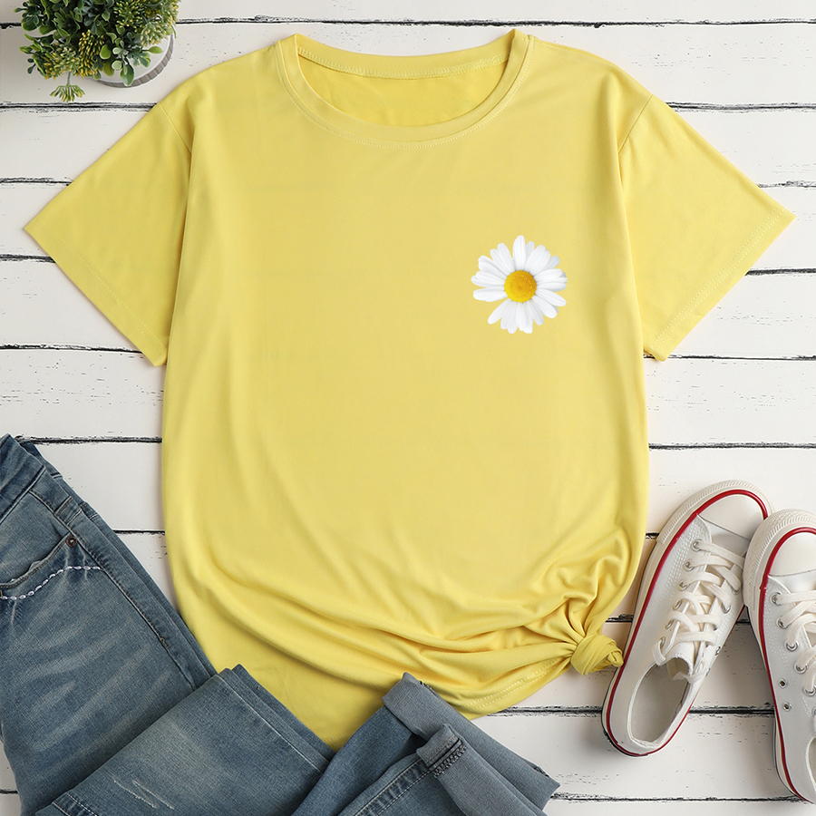 Small Chrysanthemum Print Loose Casual T-shirt display picture 5