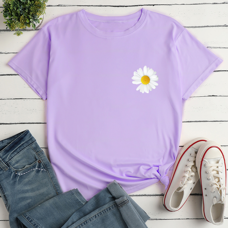 Lockeres Freizeit-t-shirt Mit Kleinem Chrysanthemen-print display picture 8