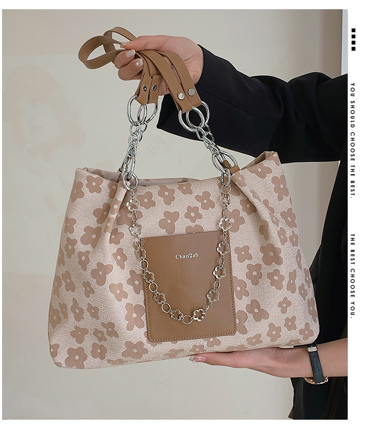 2022 New Large-capacity Women&#39;s Bag Fashion Canvas Flower Bag One-shoulder Student Commuter Tote Bag display picture 1