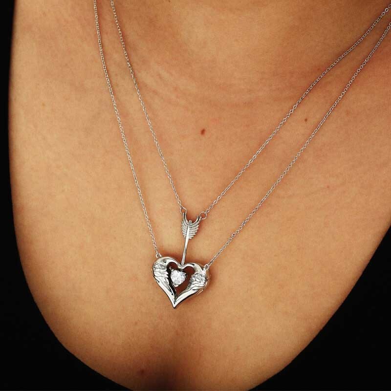 Fashion Arrow Piercing Heart Pendant Multilayer Necklace display picture 11