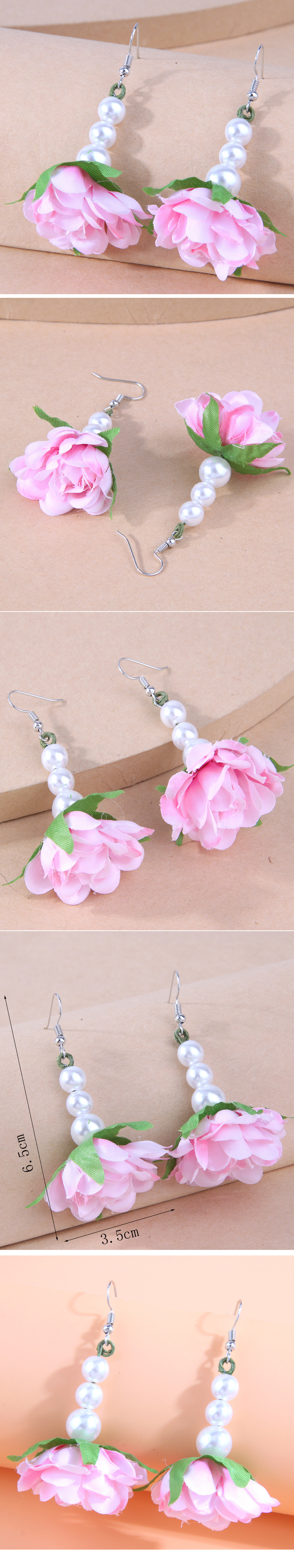 Korean Style Fashion Simple Pearl Flower Temperament Earrings display picture 1