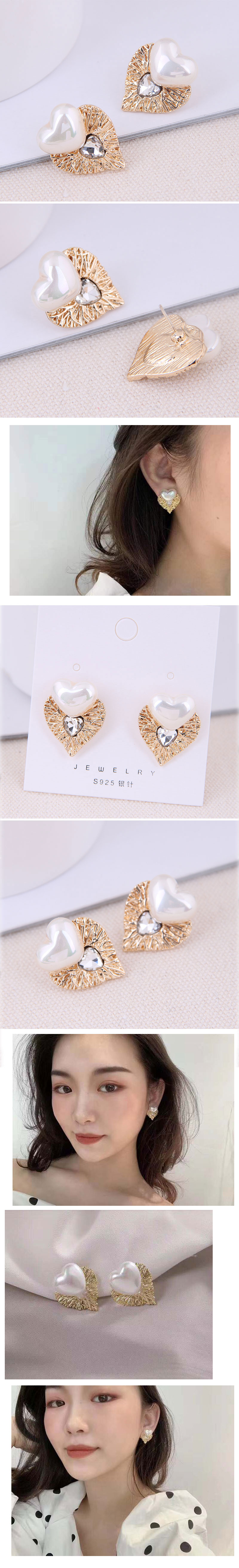 925 Silber Nadel Koreanische Mode Süße Ol Einfache Liebe Temperament Ohrringe display picture 1