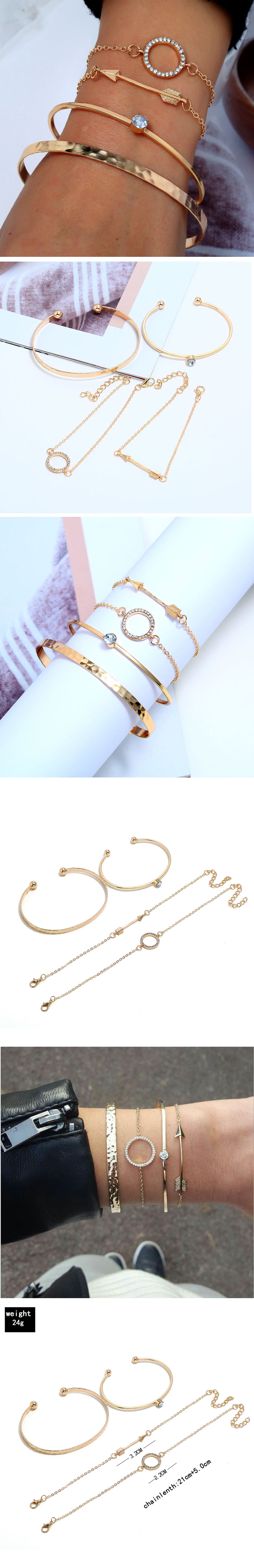 Europe And The United States Trend Wild Simple Circle Arrow Accessories Four-piece Combination Bracelet Bracelet display picture 1