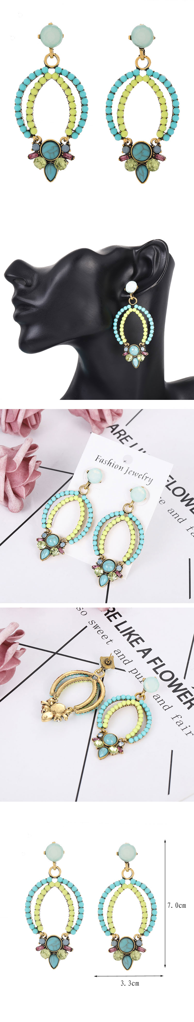European And American Fashion Metal Fluorescent Color Accessories Simple Temperament Earrings display picture 1