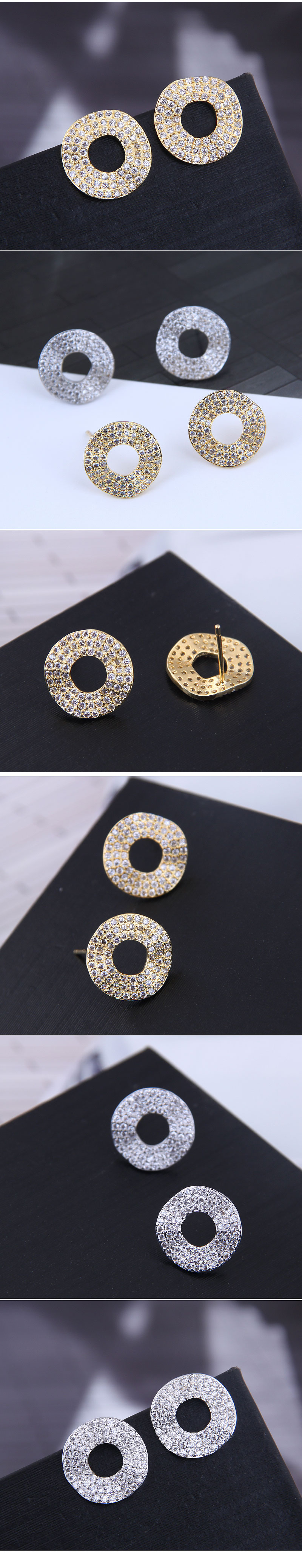 925 Silver Needle Korean Fashion Copper Micro-inlaid Zircon Simple Circle Personalized Earrings display picture 1