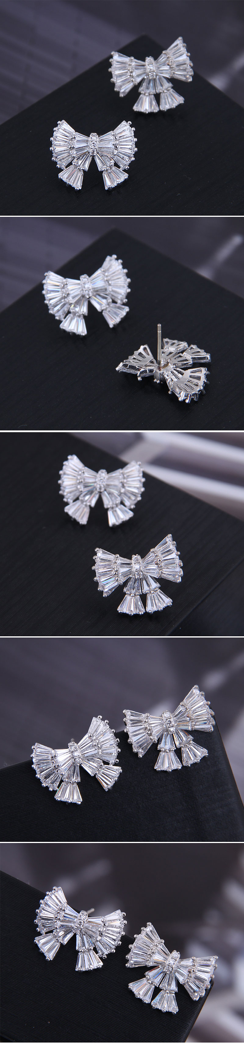 9859 Exquisite 925 Silver Needle Korean Fashion Copper Micro Inlaid Zircon Big Bow Temperament Earrings display picture 1